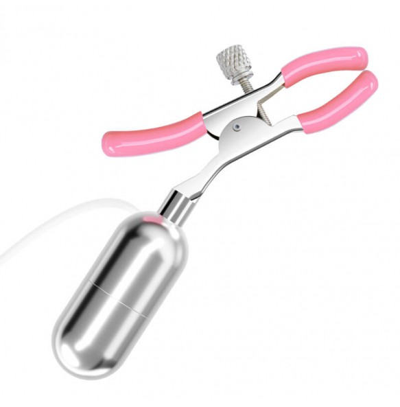 MIZZZEE - Vibrating Nipple Clamps Licking Vibrator Egg (Chargeable - Pink)